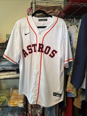 Nike MLB Houston Astros White Orange Trim Jersey